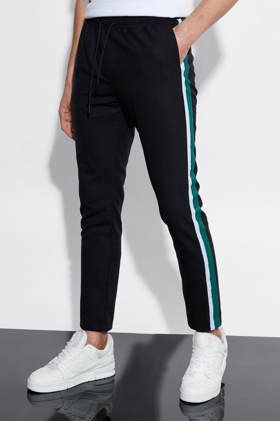 Forest vert Elasticated Skinny Crop Side Tape Trousers