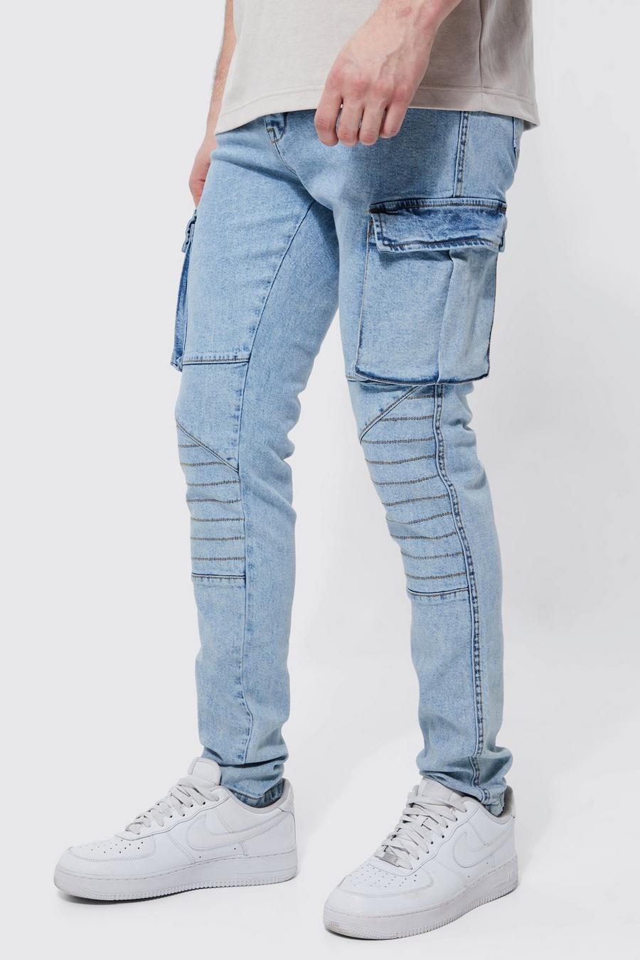 Ice blue Tall Skinny jeans med paneler image number 1
