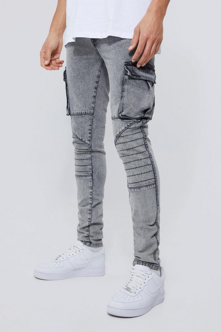 Ice grey Tall Skinny jeans med paneler image number 1