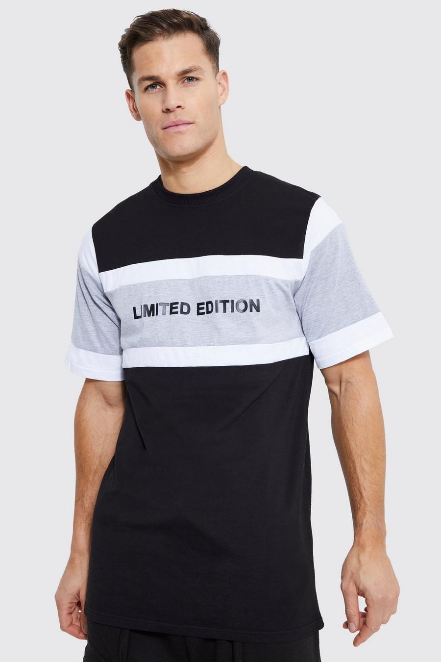 Black Tall Longline Limited Colour Block T-shirt image number 1