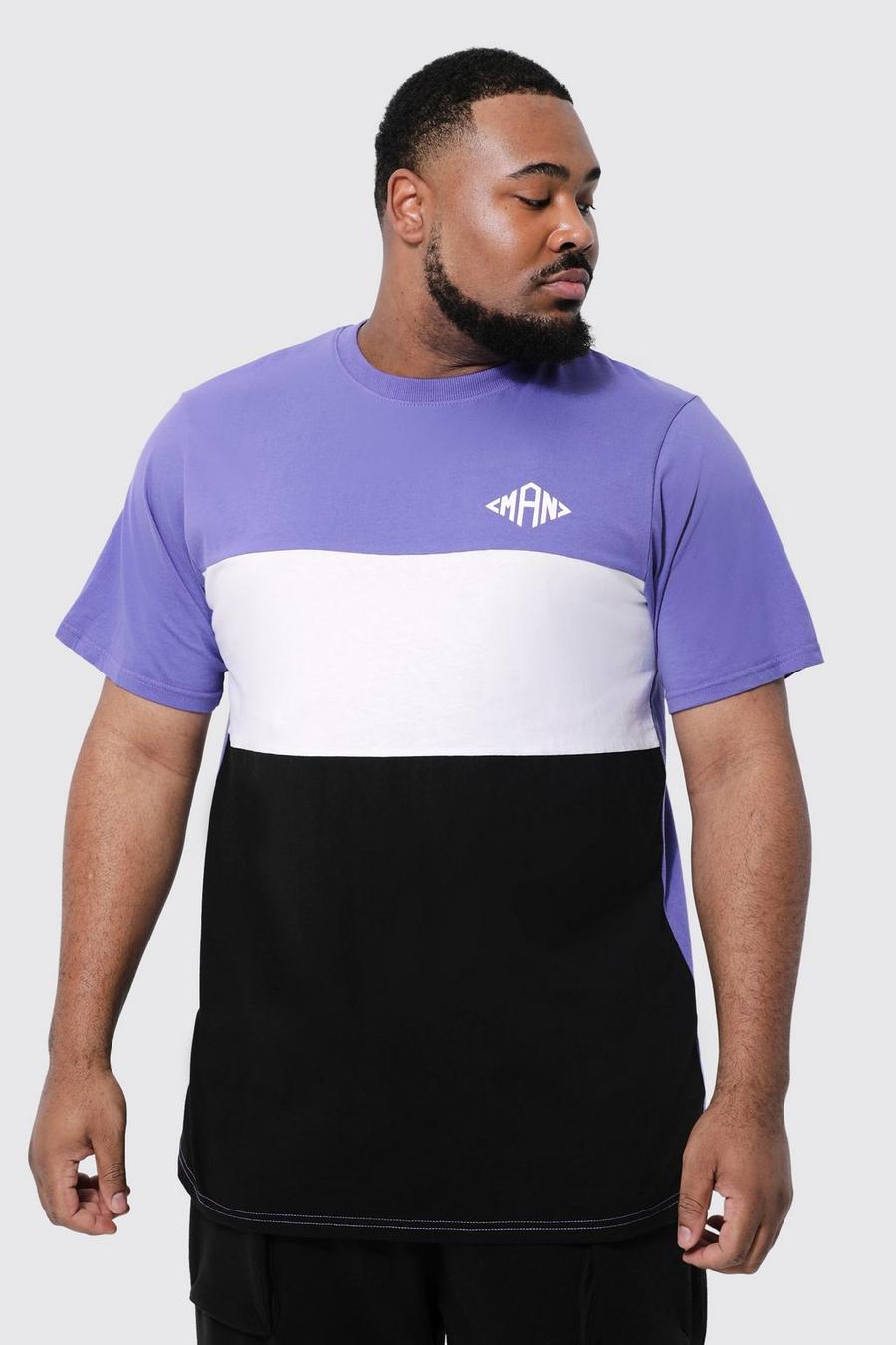 Purple Plus Longline Man Colour Block T-shirt image number 1