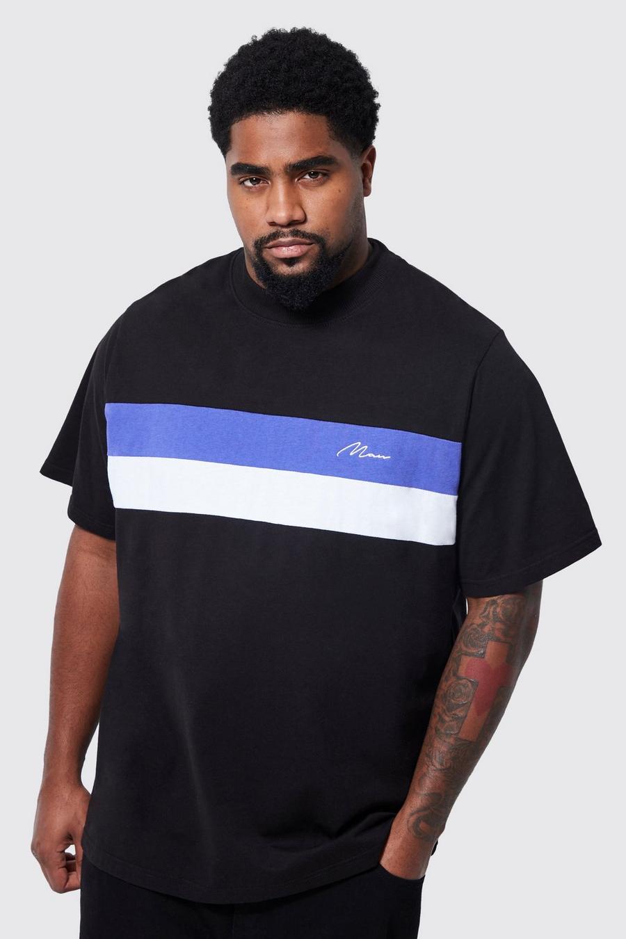 Black Plus Regular Fit Man Colour Block T-shirt  image number 1