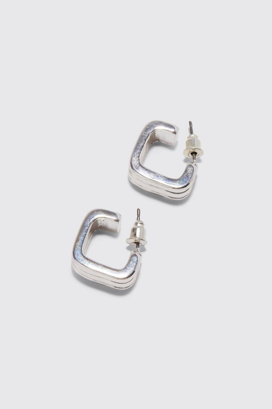 Silver Chunky Hoop Earrings image number 1