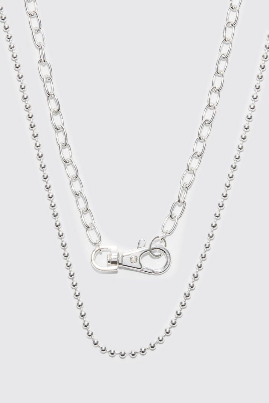 Silver Chunky Clip And Ball Chain Necklace image number 1