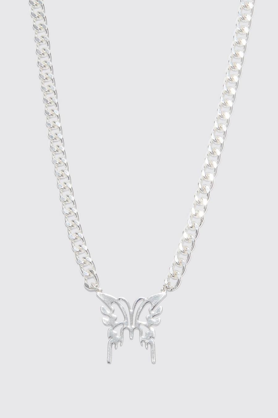 Silver argent Butterfly Pendant Necklace