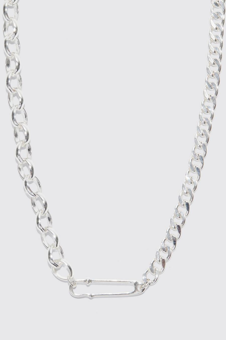 Silver Chunky Chain Clip Necklace