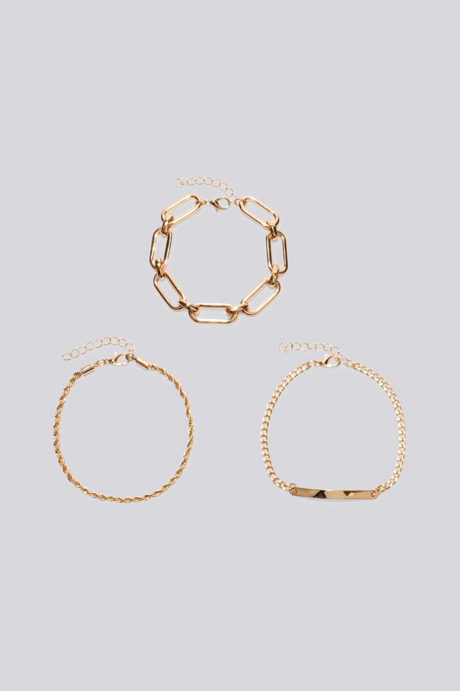 Gold metallic Chunky Chain Bracelet Set image number 1
