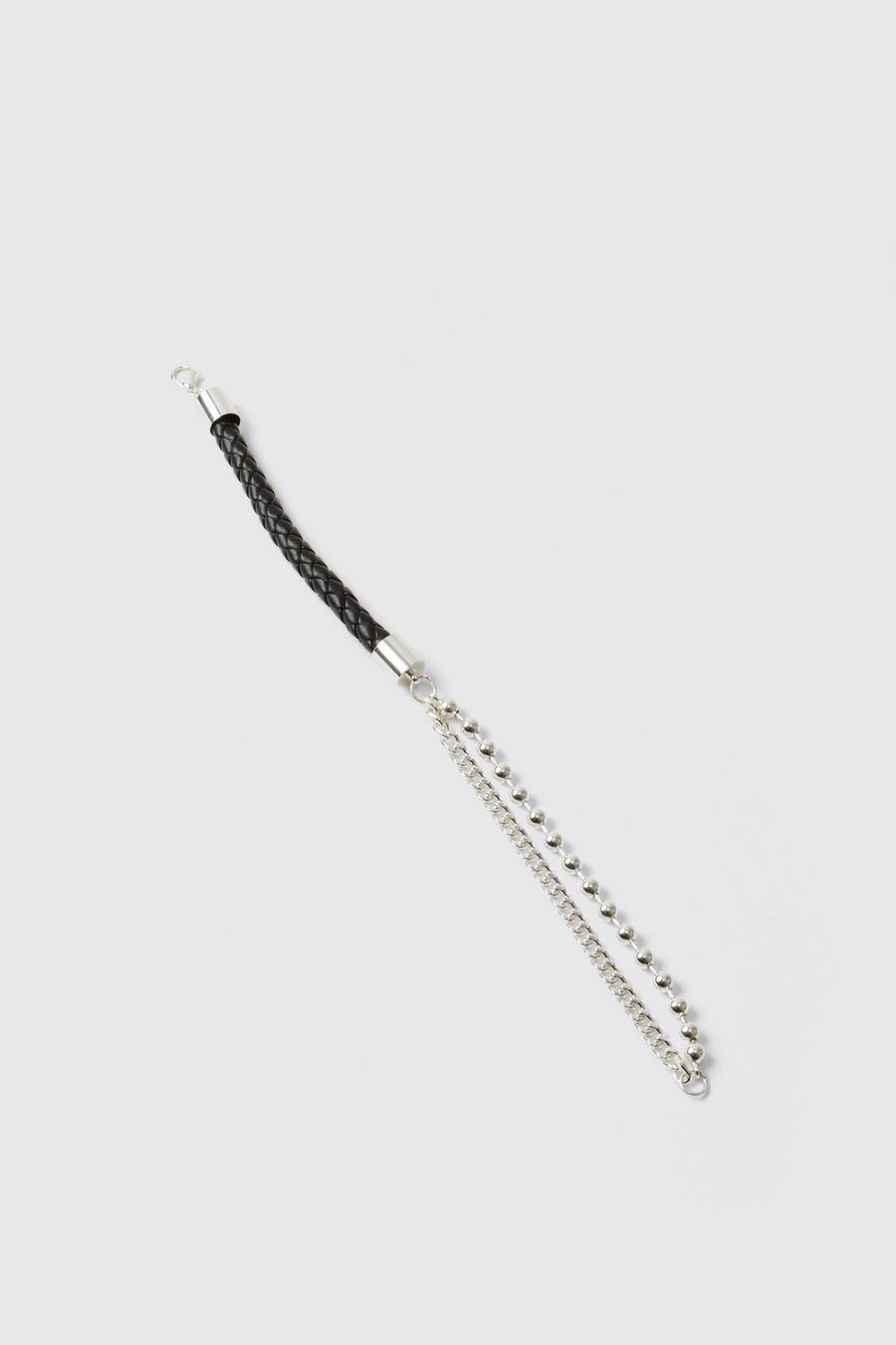 Pu Rope Detail Bracelet, Silver