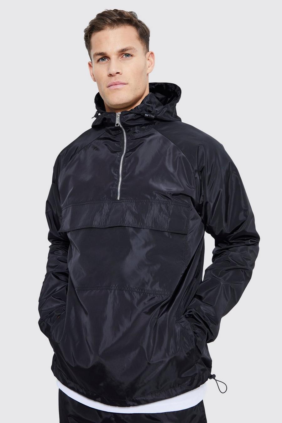 Black Tall Overhead Hooded Cagoule  image number 1