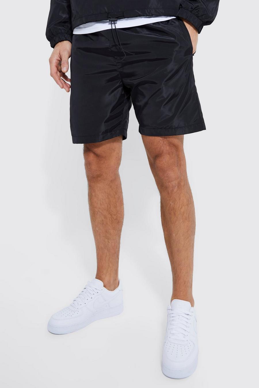 Black Tall Elasticated Waist Toggle Shorts Ombre image number 1