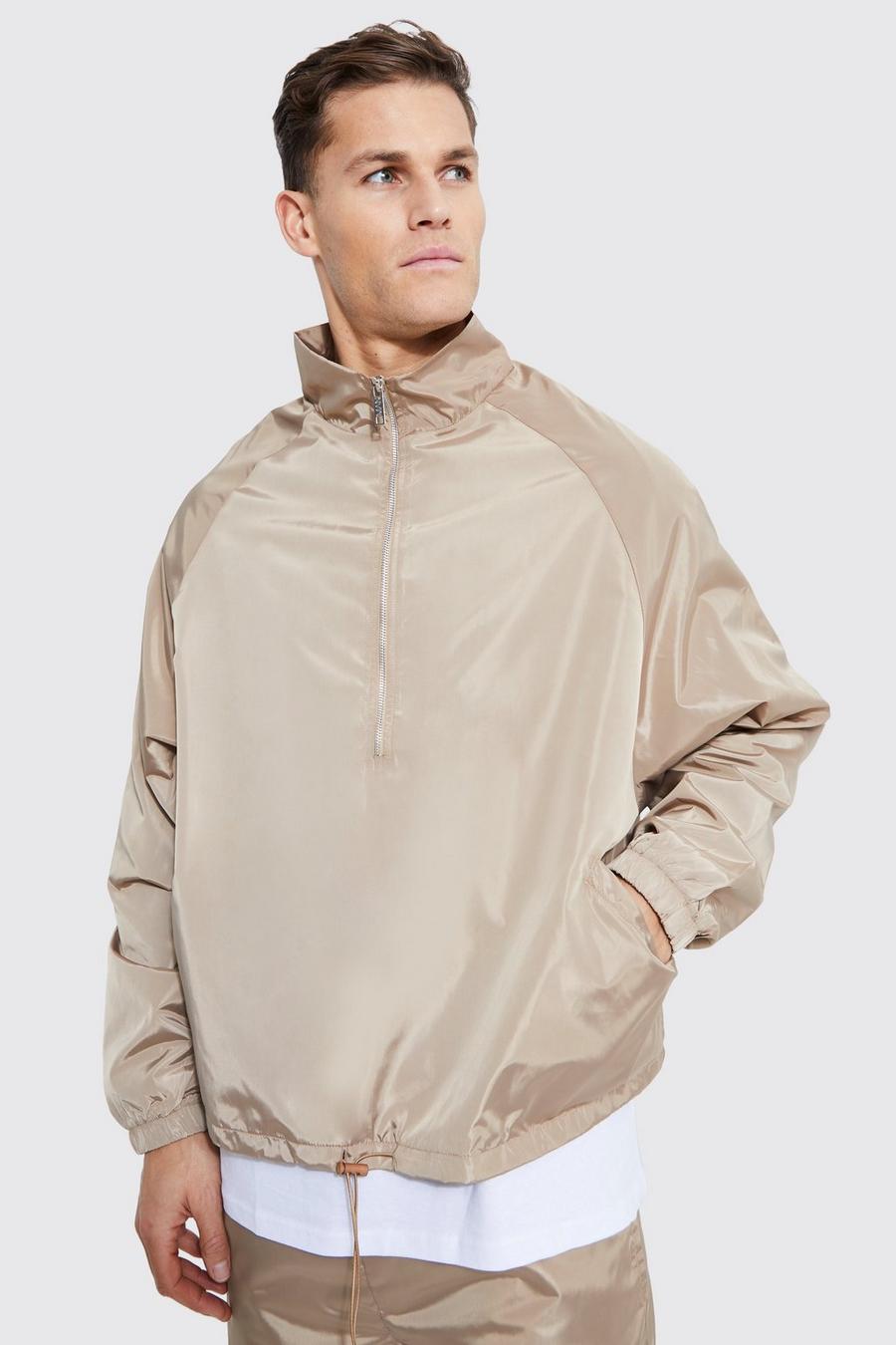 Stone beige Tall Boxy Fit Funnel Neck Cagoule  image number 1