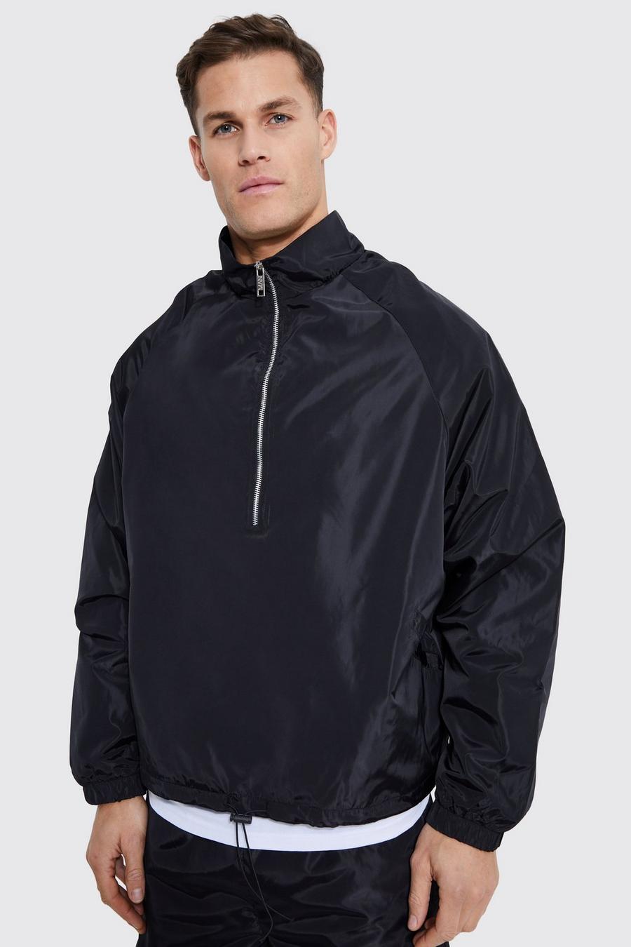 Tall Boxy Fit Funnel Neck Cagoule, Black nero