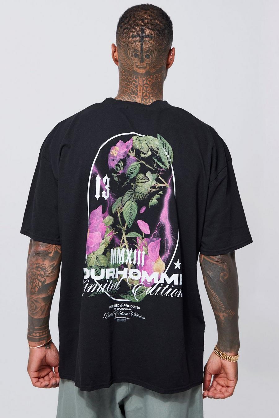 T-shirt oversize con grafica, Black nero
