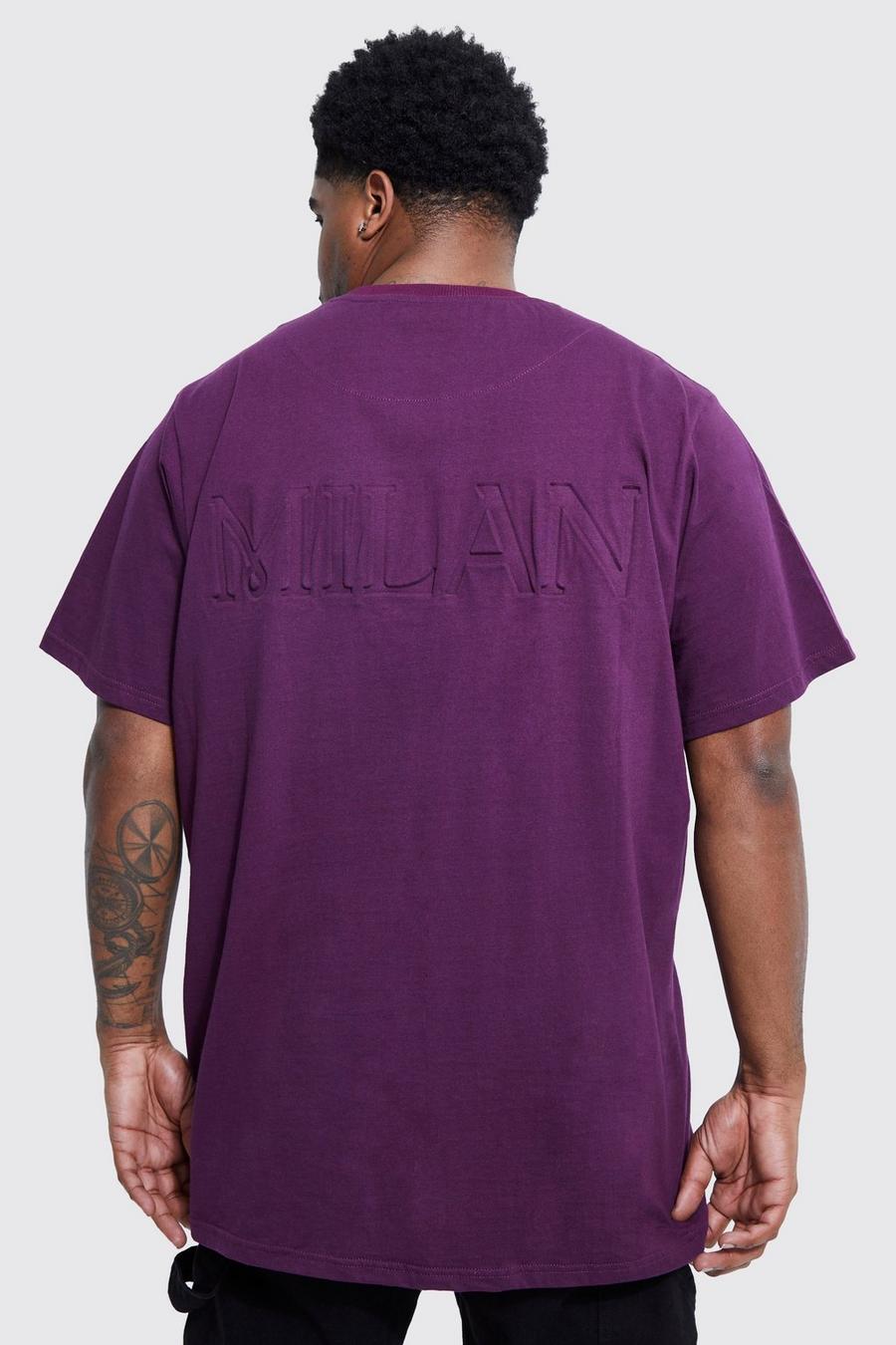 Purple violet Plus Long Line Milan T-Shirt Met Debossing image number 1