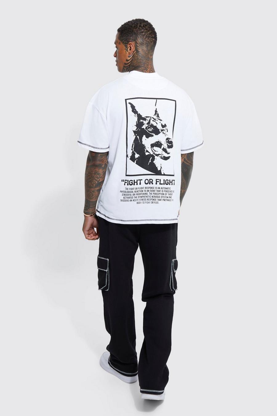 Oversize Cargo T-Shirt Trainingsanzug mit Print, White image number 1