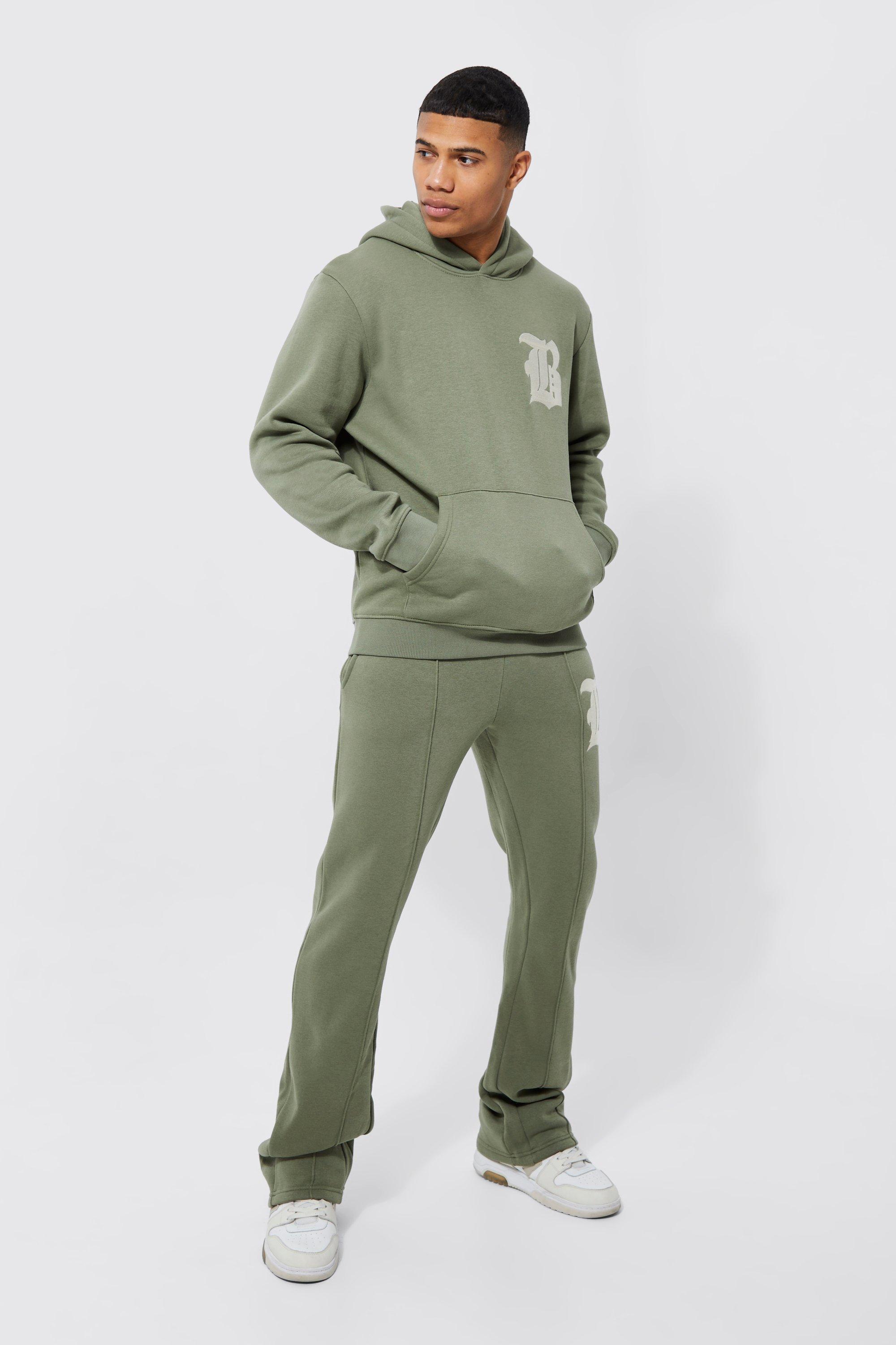 Men's B Badge Stacked Gusset Hooded Tracksuit | Boohoo UK