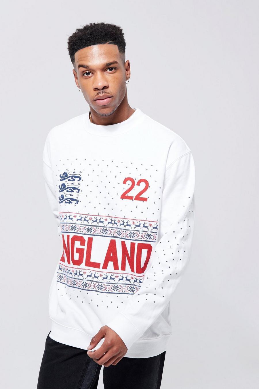 White Oversized England 22 Christmas Sweatshirt image number 1