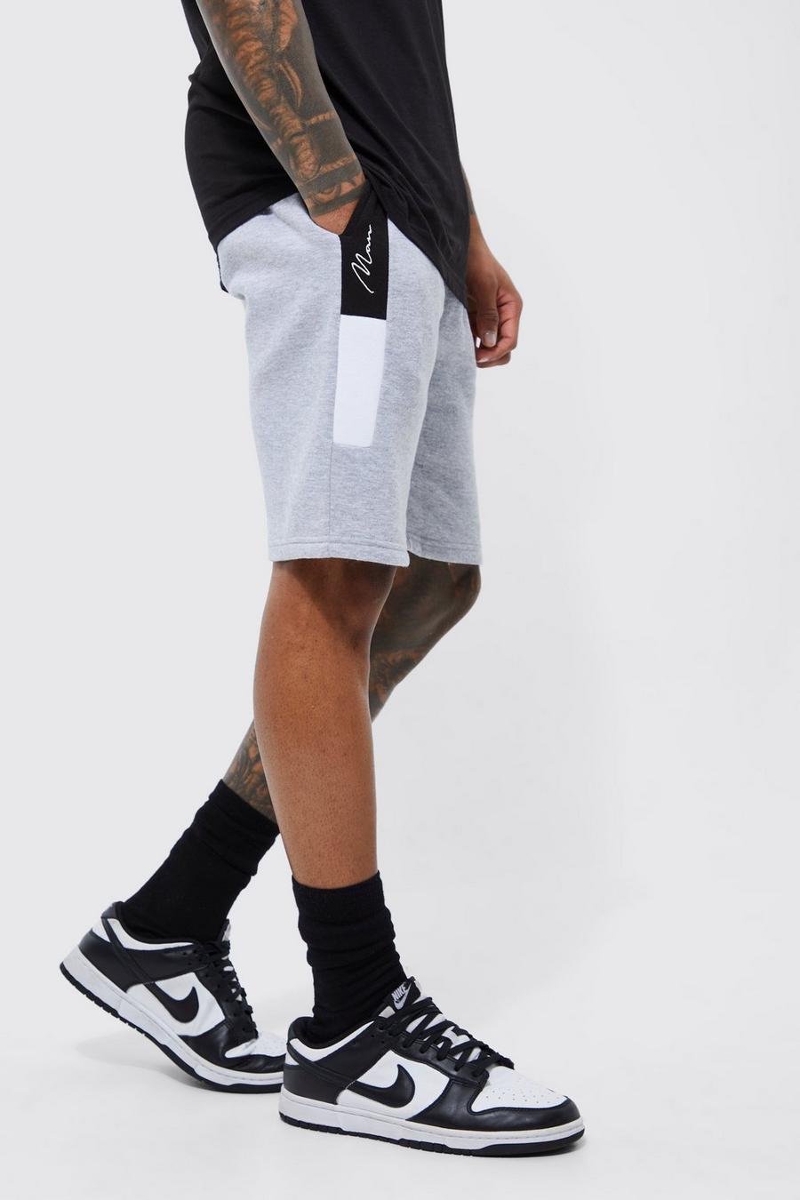 Lightweight Slim-Fit Man Colorblock Shorts, Grey marl image number 1