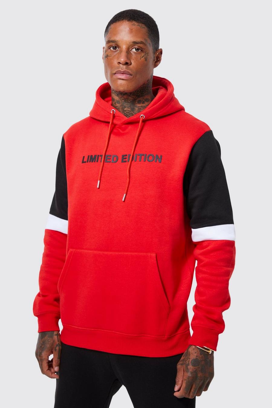 Red Lightweight Limited Colour Block Hoodie image number 1