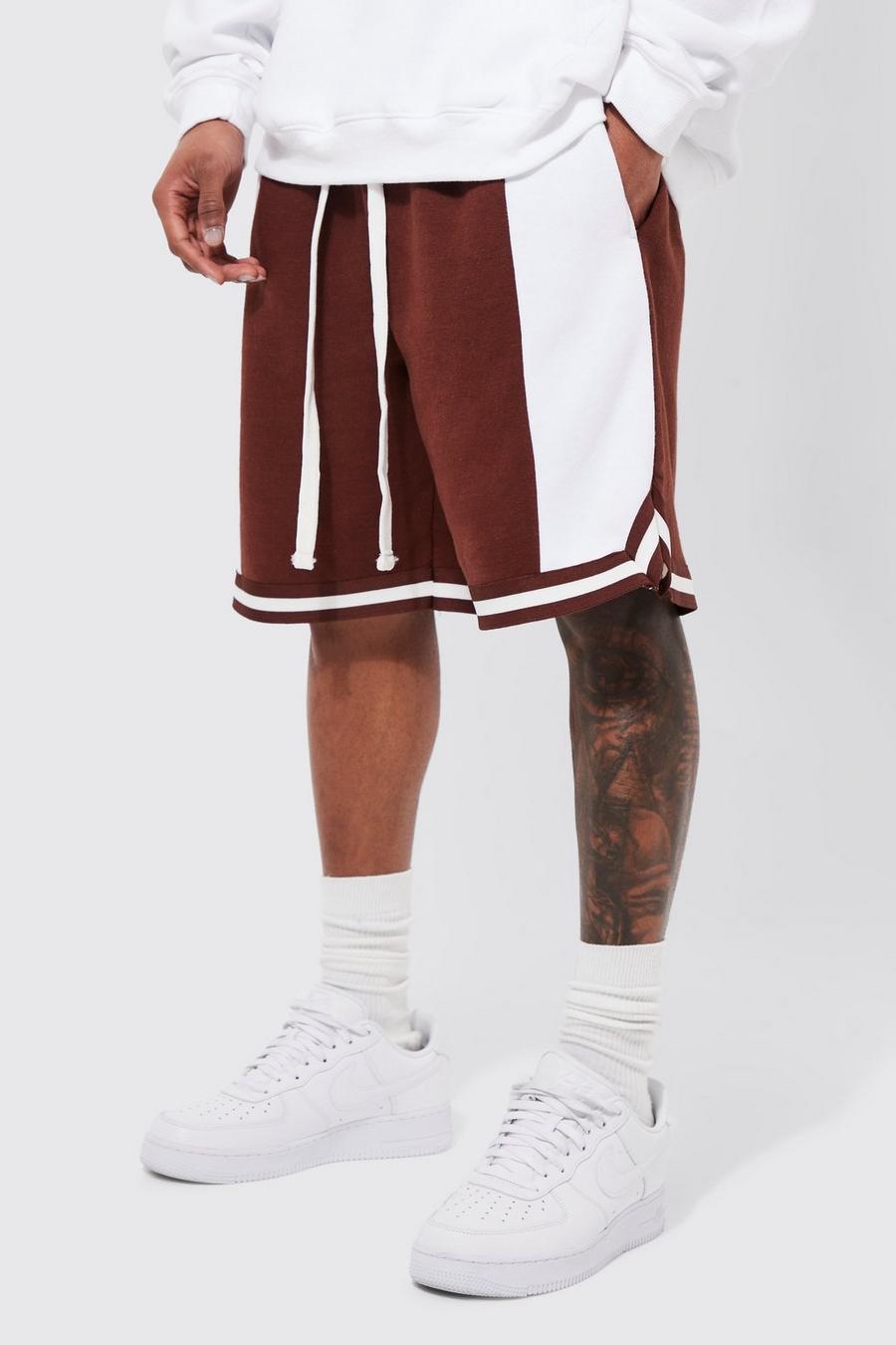 Chocolate Lightweight Loose Fit Mid Length Basketball Shorts image number 1