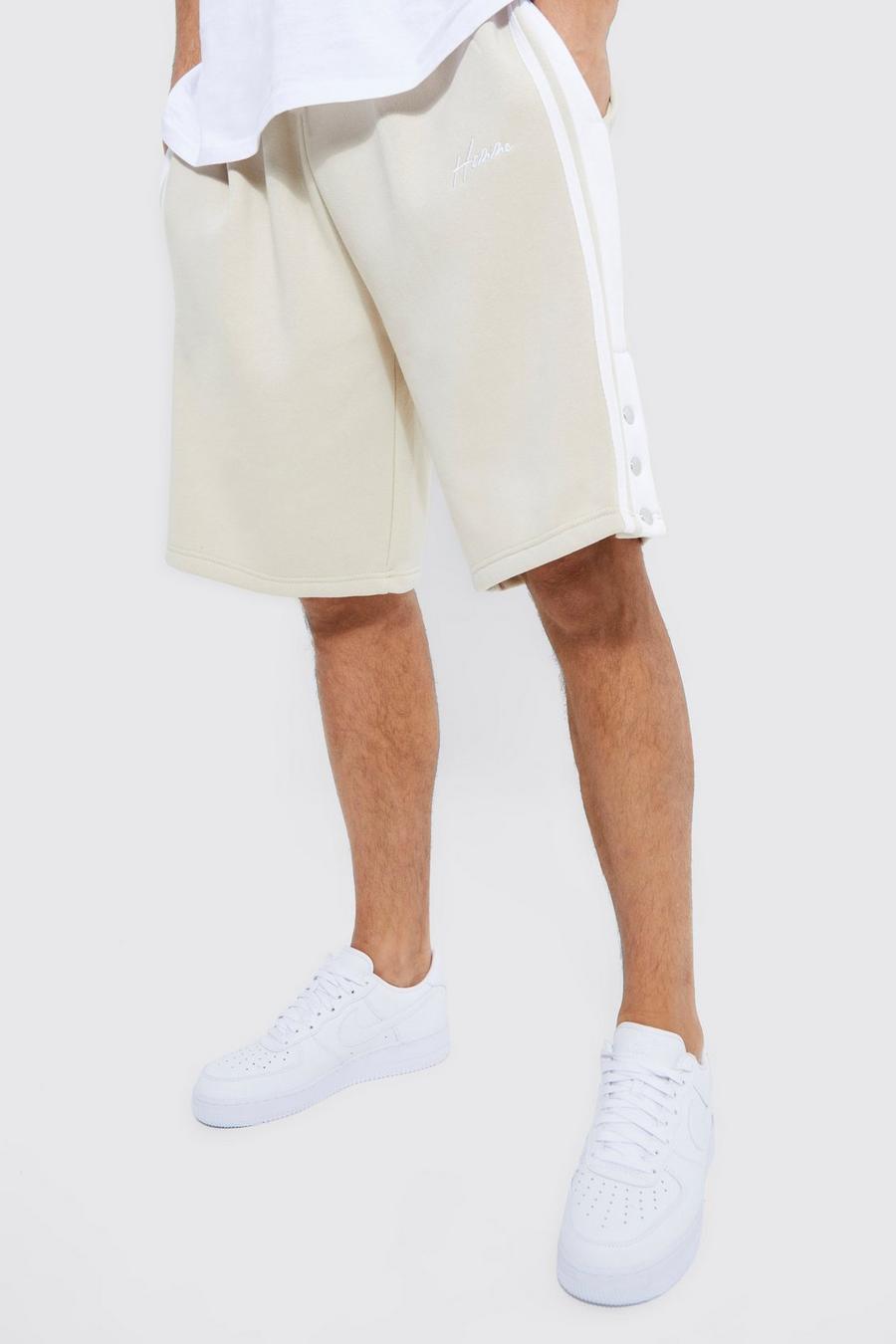 Stone Tall Oversize shorts med kantband och knappar image number 1