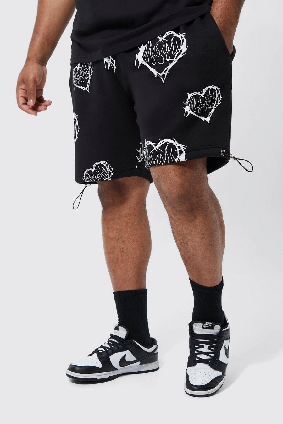 Black Plus Mönstrade shorts med hjärtan image number 1