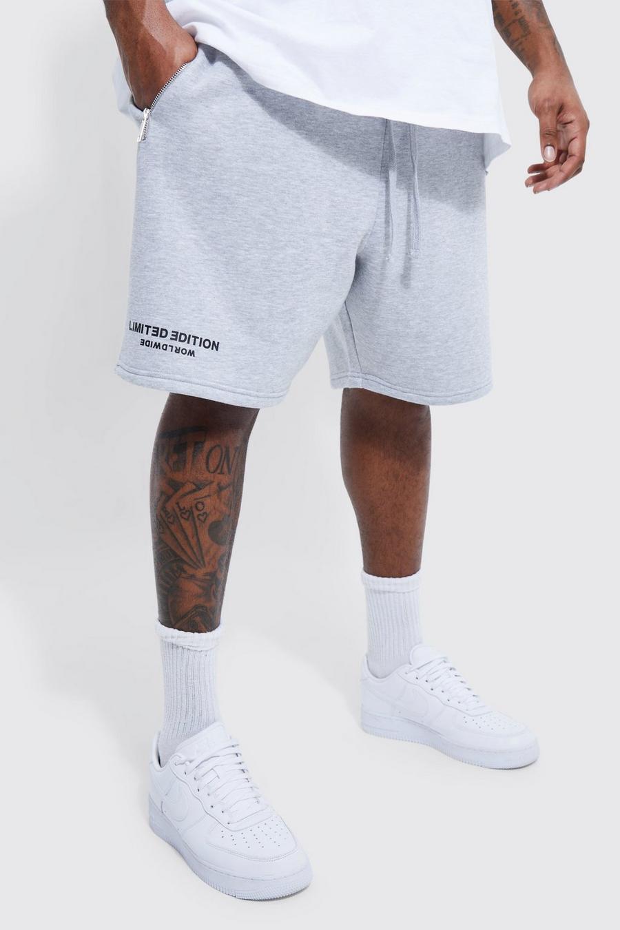 Grey marl Plus Boxy Fit Extended Drawcord Limited Short image number 1