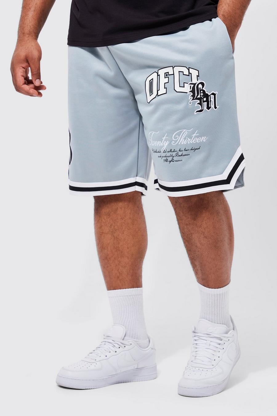 Slate grey Plus Oversized Varsity Tricot Basketball Short