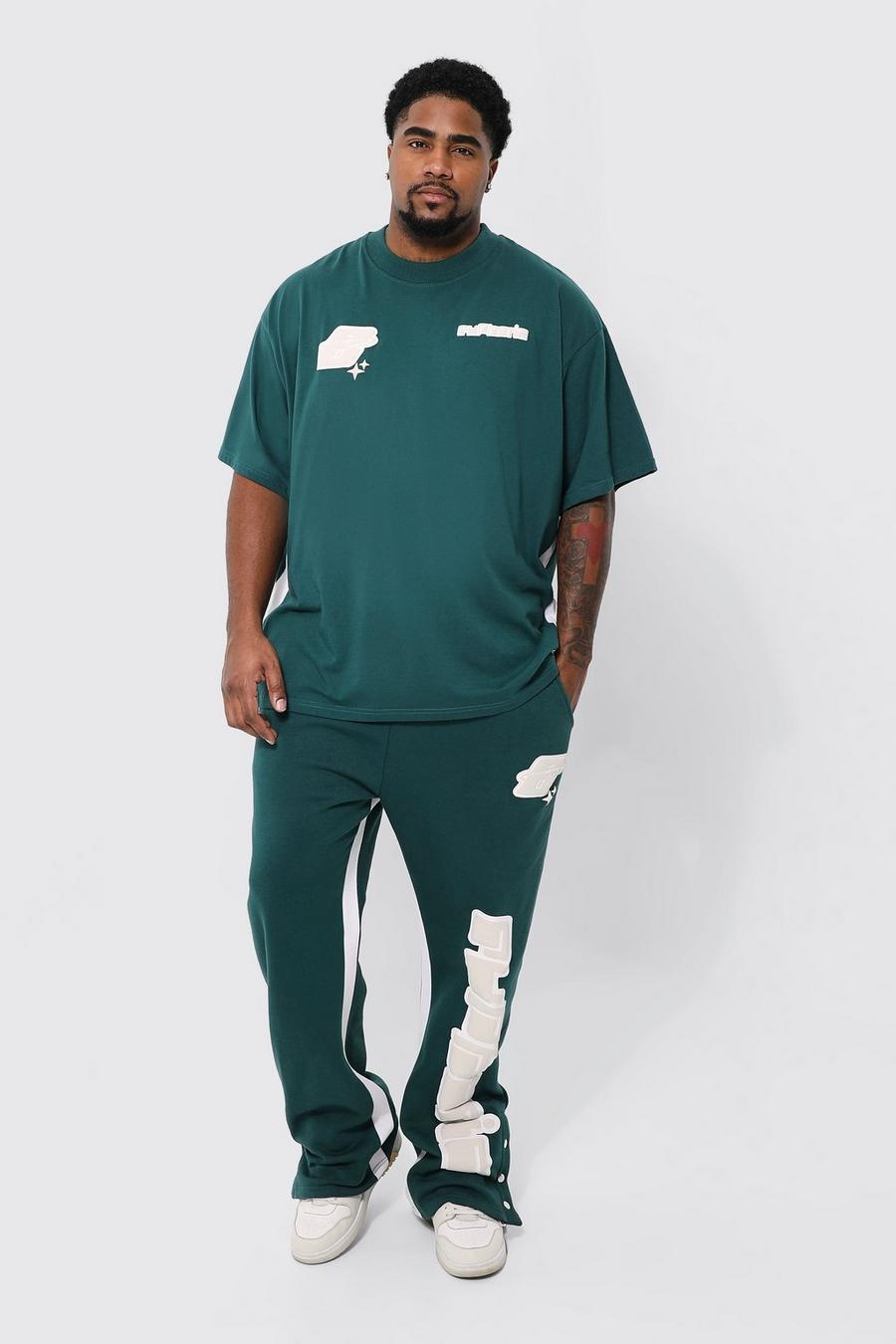 Teal green Plus Core Popper Gusset T-shirt Tracksuit 