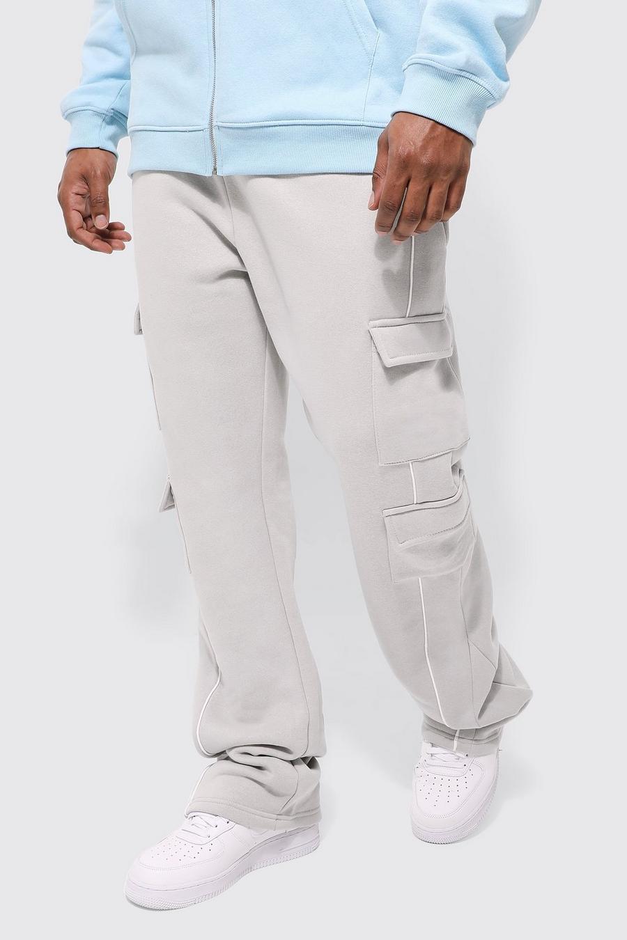 Light grey Plus Stacked Flare Gusset Joggers image number 1