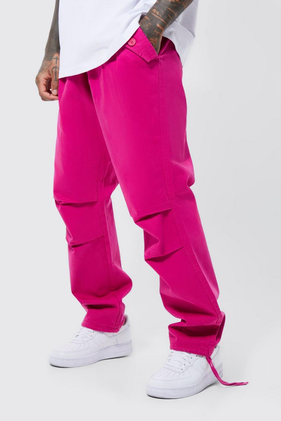 Pink Elastic Waist Relaxed Fit Cargo Trouser