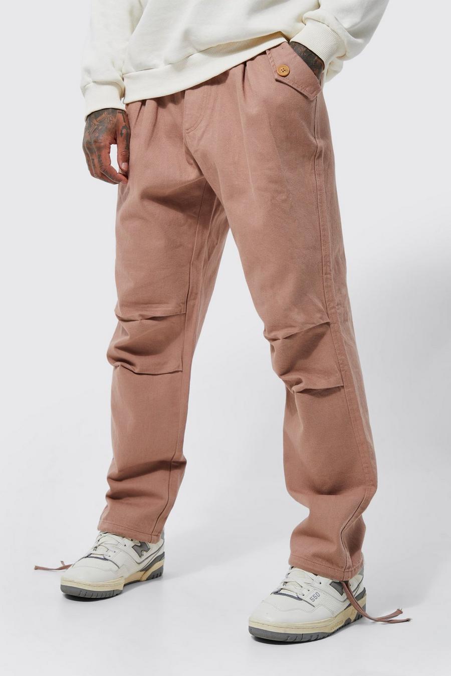 Mocha beige Elastic Waist Relaxed Fit Cargo Trouser image number 1