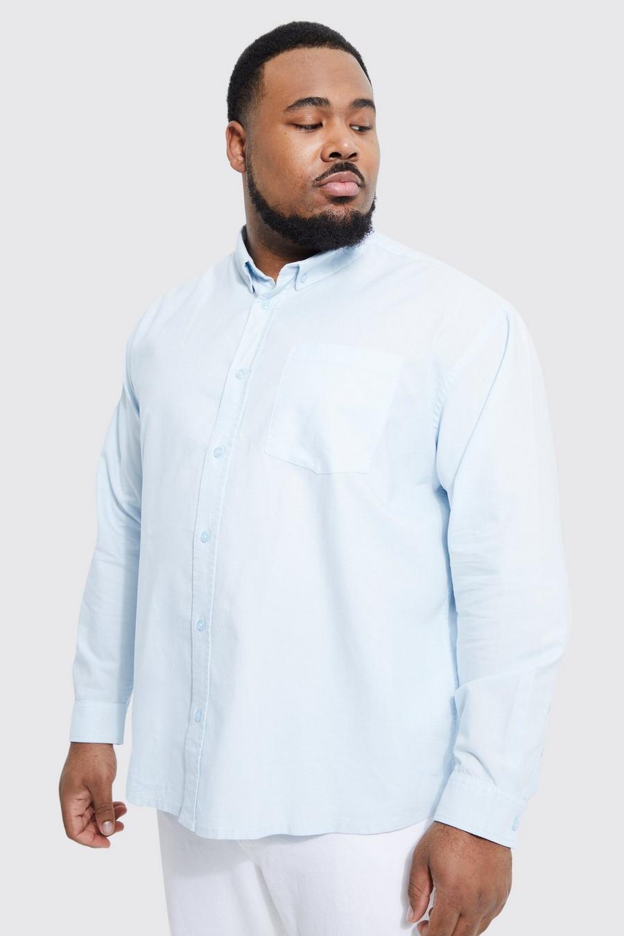 Light blue Plus Relaxed Fit Long Sleeve Oxford Shirt   