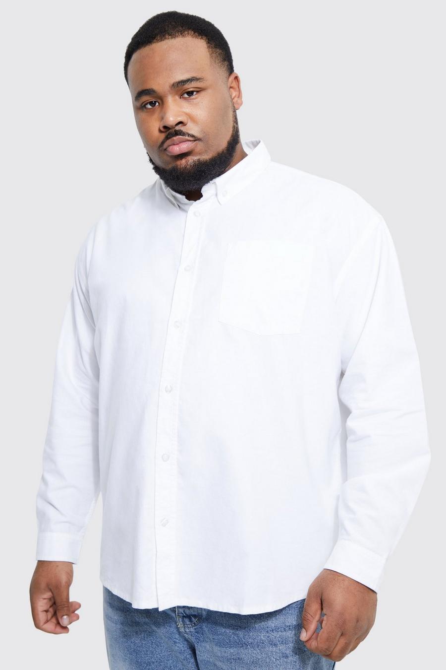 White Plus Relaxed Fit Long Sleeve Oxford Shirt image number 1