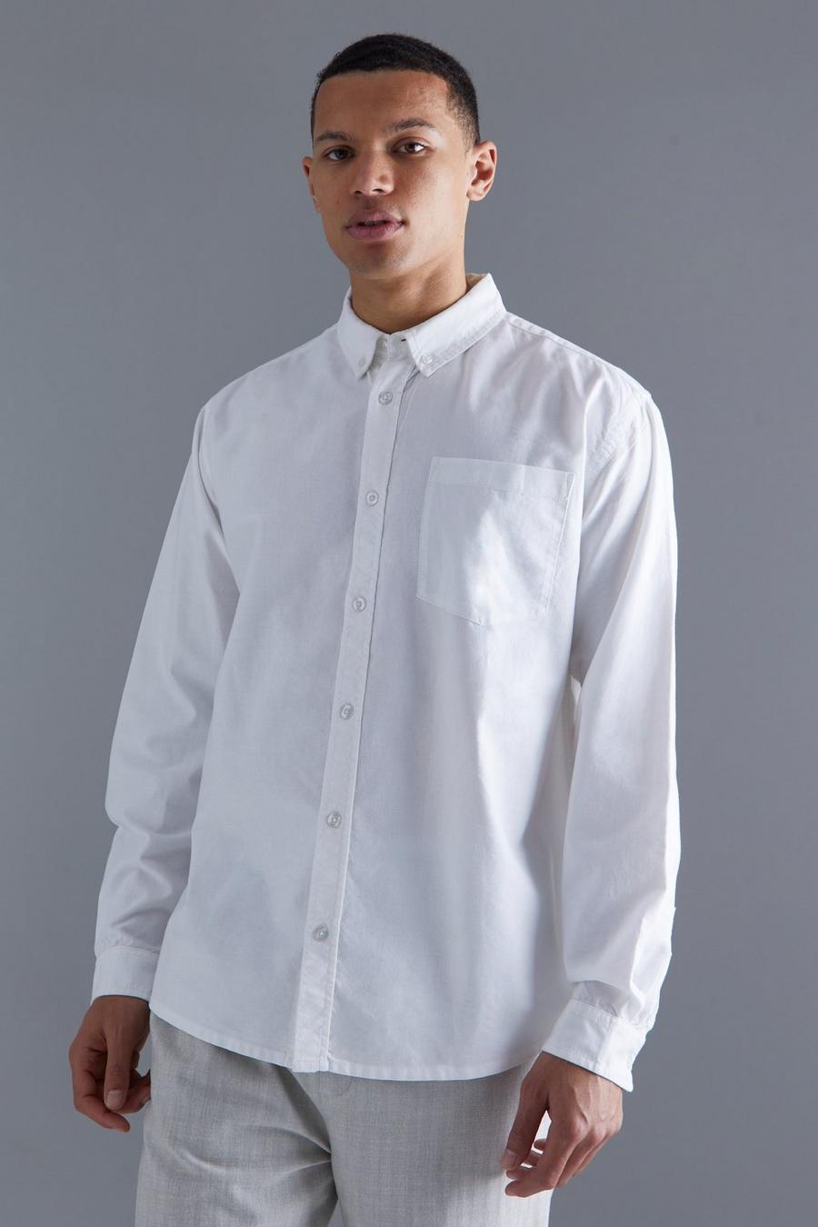 Tall Relaxed Fit Long Sleeve Oxford Shirt, White