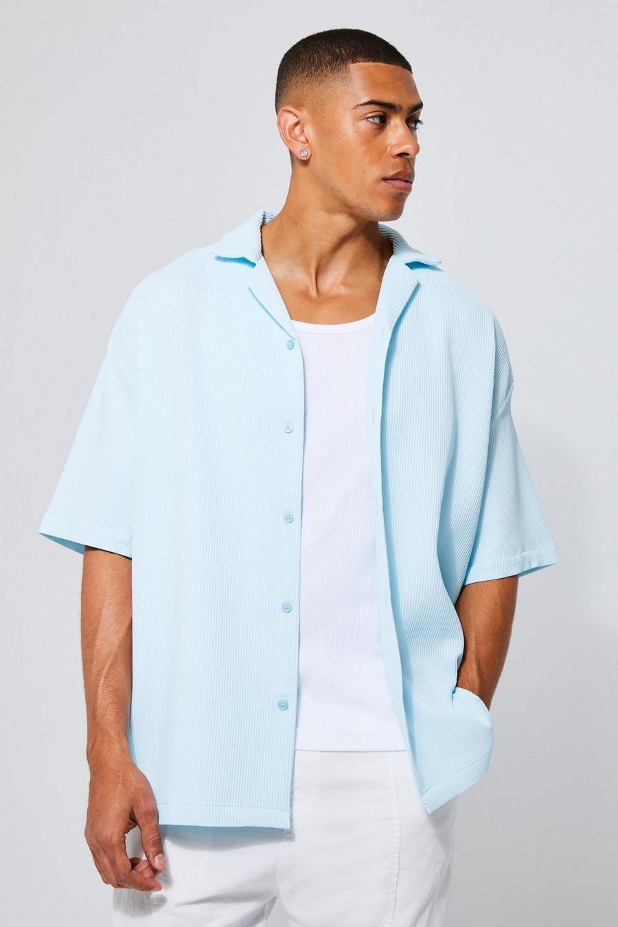 Kurzärmliges kastiges Oversize Hemd, Light blue image number 1