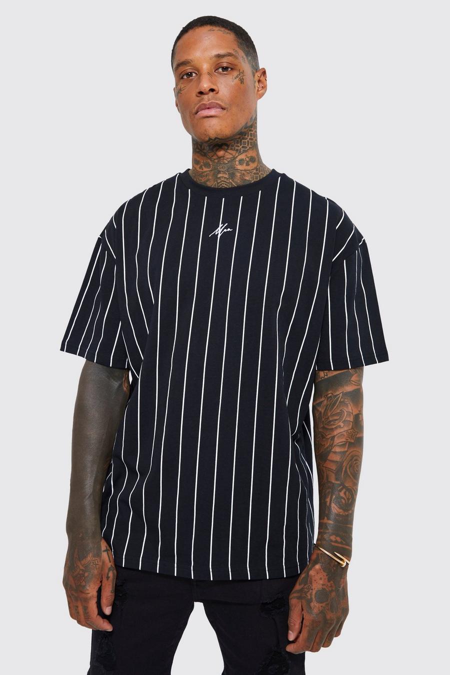 Oversized Heavyweight Stripe Man T-shirt, Cobalt image number 1