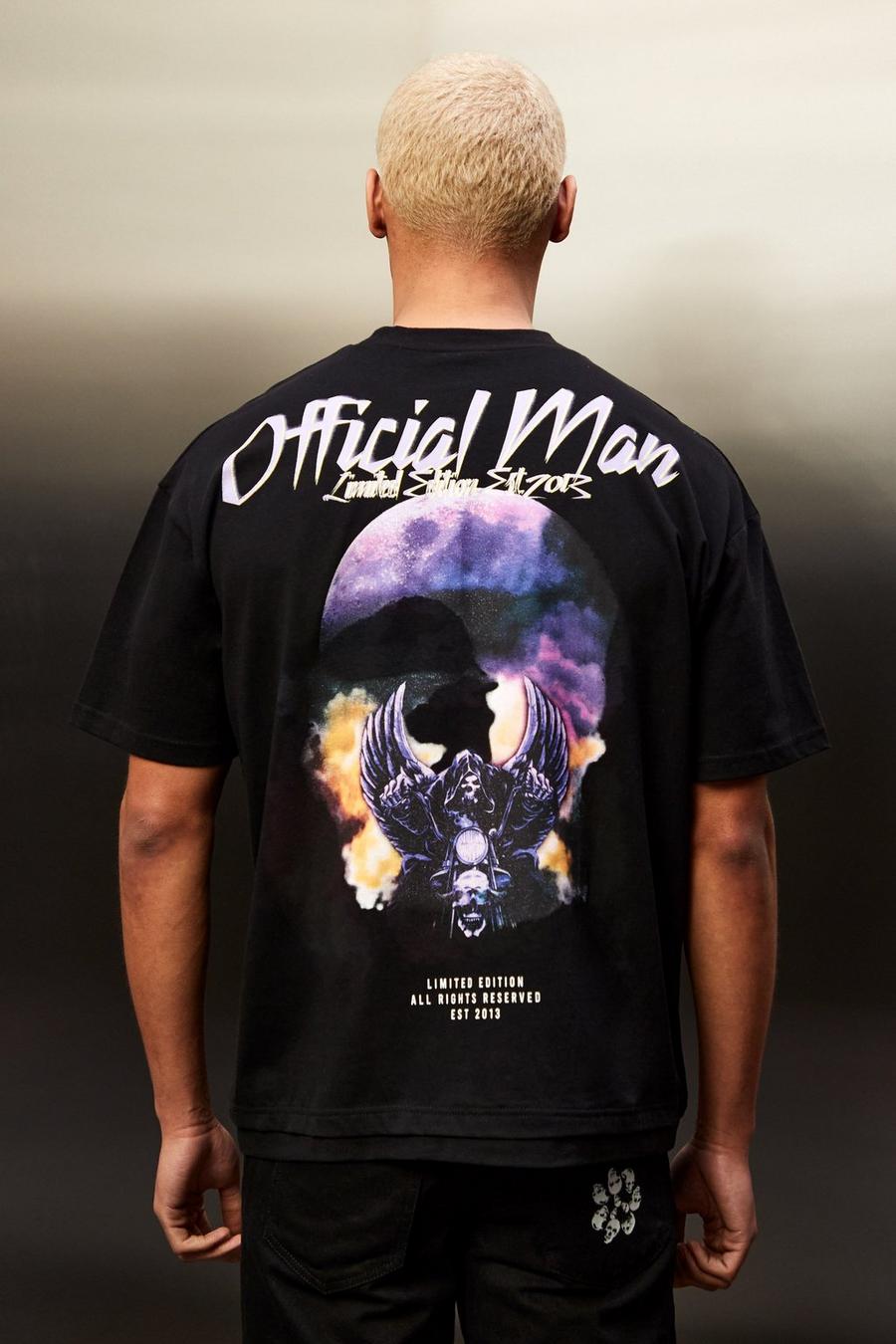 Oversize T-Shirt mit Official-Print, Black noir
