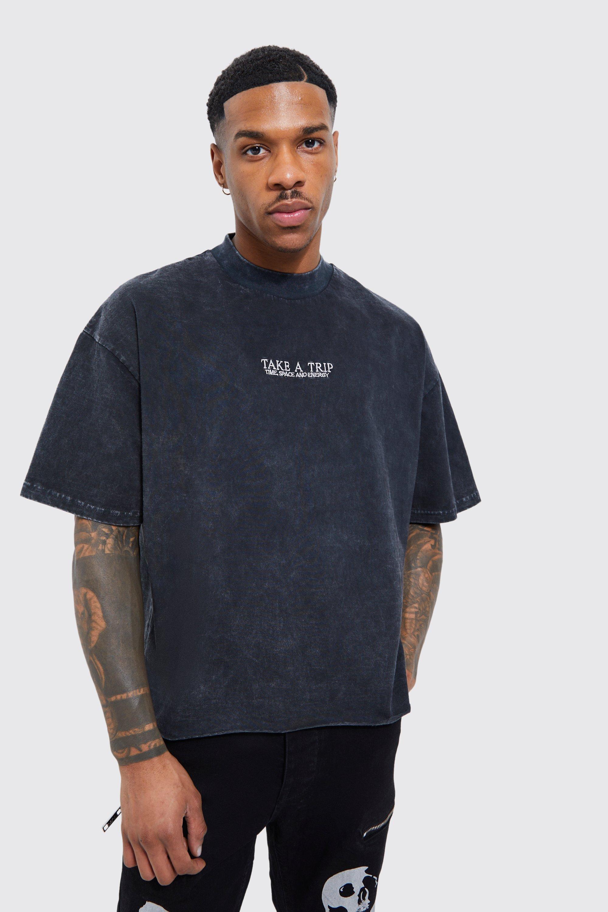 Oversized Boxy Washed Graphic Raw Hem T shirt