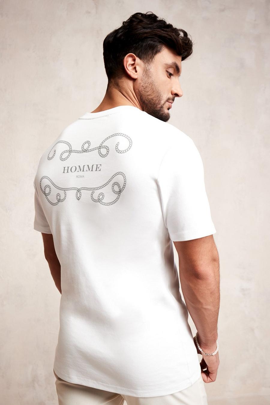 White Slim Fit Printed T-shirt image number 1