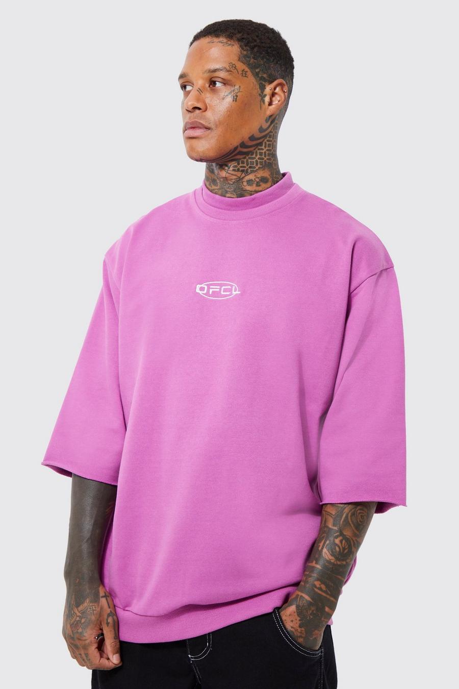 Oversize Sweatshirt mit 3/4 Ärmeln, Pink rosa