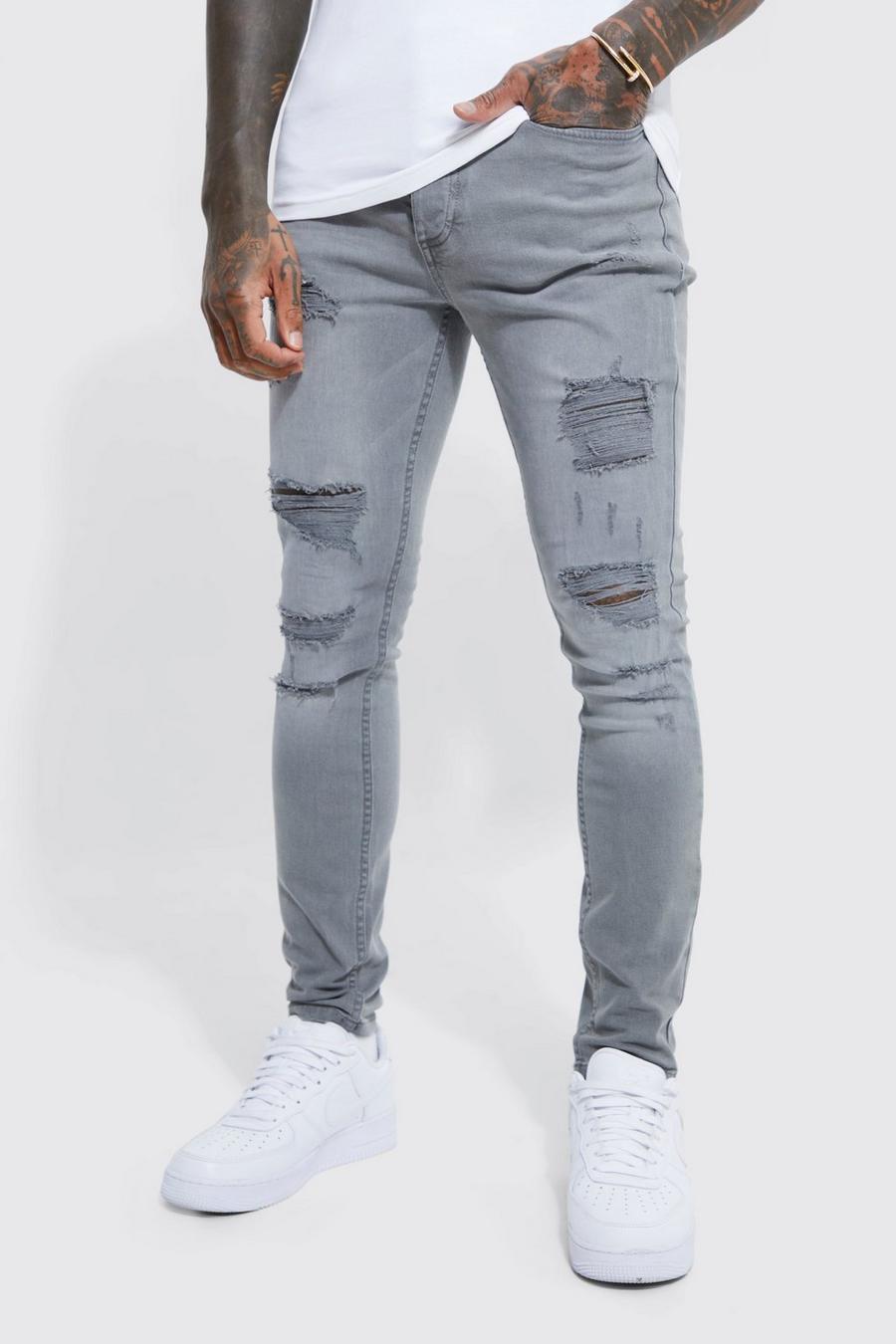 Light grey Gescheurde Super Skinny Jeans