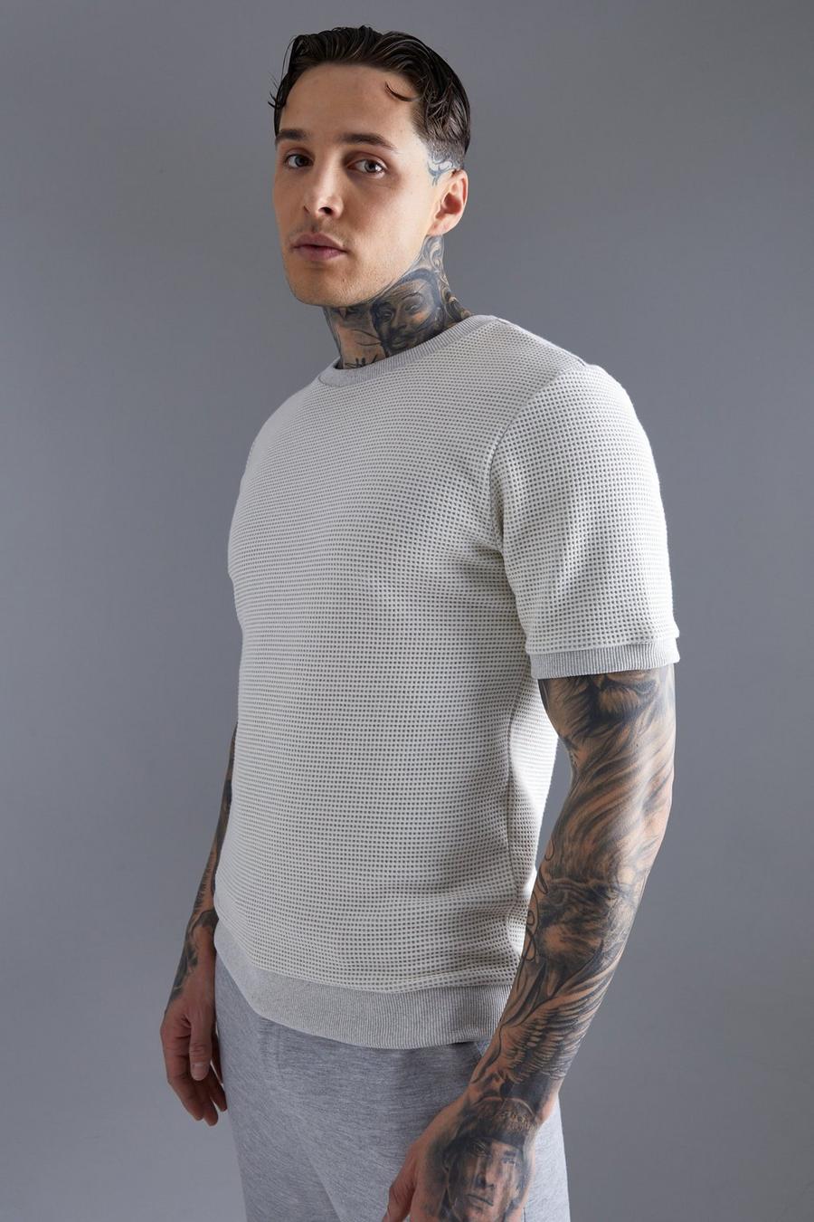 Kurzärmliges Slim-Fit Sweatshirt, Light grey