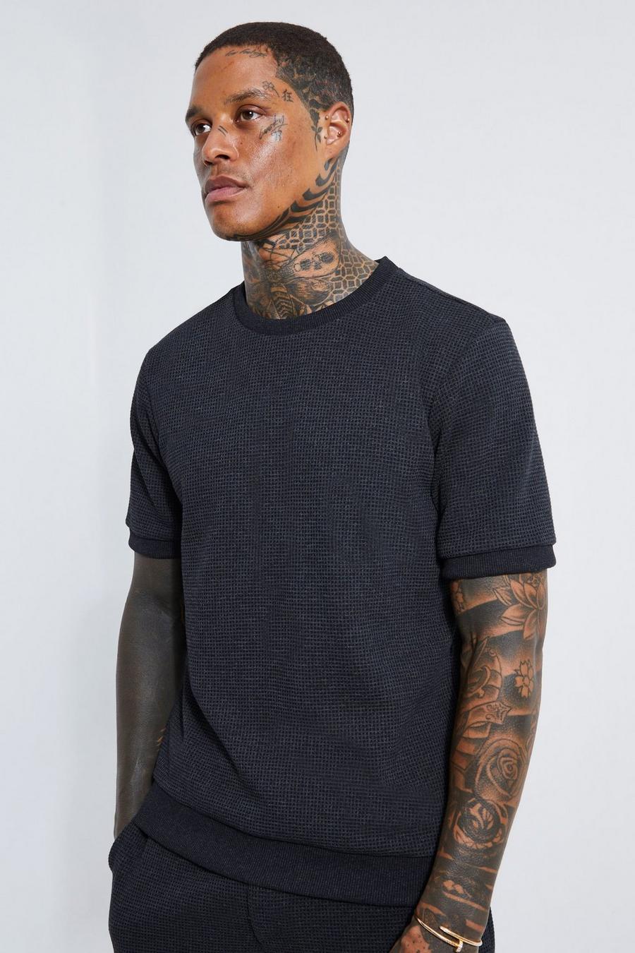 Dark grey grigio Slim Fit Short Sleeve Sweatshirt