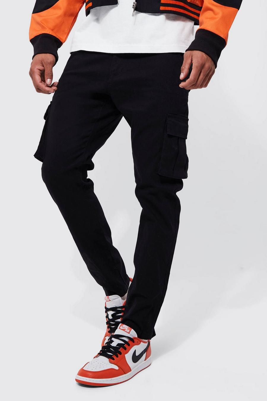 Pantalon cargo skinny zippé, Black image number 1