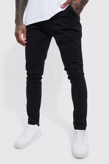 Black Fixed Waist Skinny Fit Chino Trousers