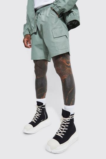 Elastic Waist Cargo Mid Length Short sage