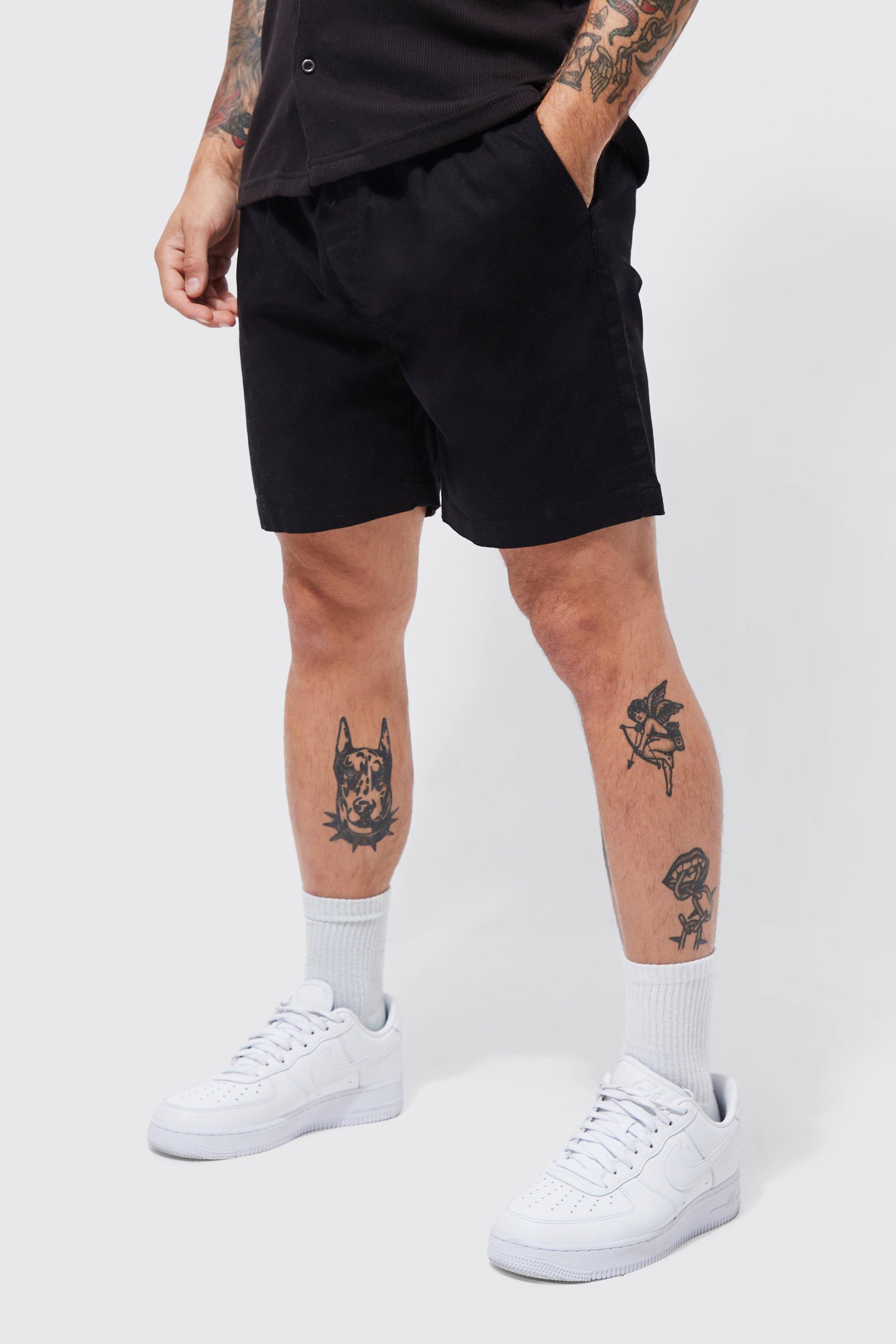 ASOS DESIGN skinny chino shorts in black