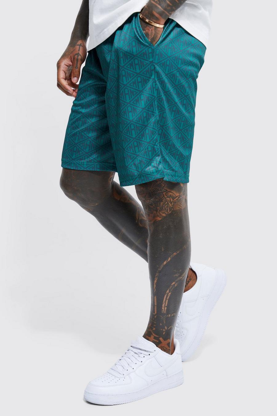 Pantaloncini da basket Man comodi in rete con fascia in vita, Forest verde image number 1