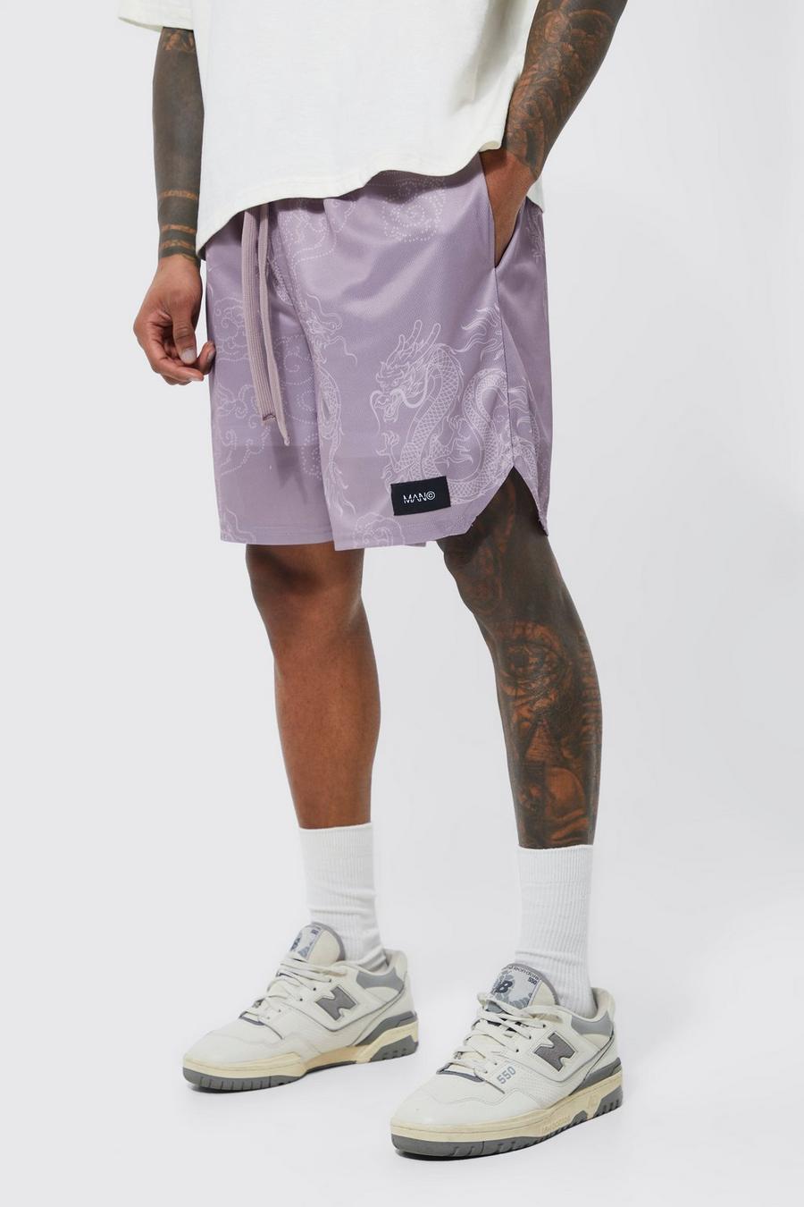 Lockere Mesh Basketball-Shorts, Taupe beige